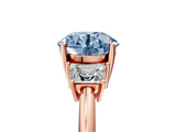 Rose gold Fancy Blue Round  Diamond Three-Stone Ring with Trapezoid Side Stones and Prong Setting_22