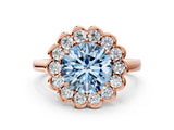 Rose gold Fancy Blue Round  Halo Cluster Diamond Engagement Ring with Solitaire Band and Prong Setting_50