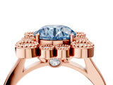 Rose gold Fancy Blue Round  Halo Diamond Cluster Engagement Ring with Milgrain Bezel Setting and Solitaire Band_71