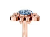 Rose gold Fancy Blue Round  Halo Diamond Cluster Engagement Ring with Milgrain Bezel Setting and Solitaire Band_72