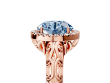 Rose gold Fancy Blue Round  Halo Diamond Engagement Ring with Intricate Filigree Band and Four-Prong Setting_42