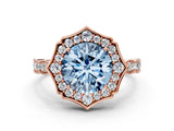 Rose gold Fancy Blue Round  Halo Diamond Engagement Ring with Milgrain Band and Four-Prong Setting_37