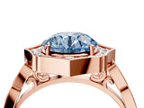 Rose gold Fancy Blue Round  Halo Diamond Engagement Ring with Milgrain Band and Four-Prong Setting_41