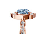 Rose gold Fancy Blue Round  Halo Diamond Engagement Ring with Milgrain Band and Four-Prong Setting_42