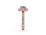 Rose gold Fancy Blue Round  Halo Diamond Engagement Ring with Milgrain Pave Band and Four-Prong Setting_137