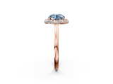 Rose gold Fancy Blue Round  Halo Diamond Engagement Ring with Solitaire Band and Four-Prong Setting_22