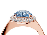 Rose gold Fancy Blue Round  Halo Diamond Engagement Ring with Solitaire Band and Four-Prong Setting_24