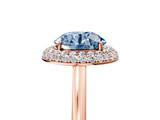 Rose gold Fancy Blue Round  Halo Diamond Engagement Ring with Solitaire Band and Four-Prong Setting_25