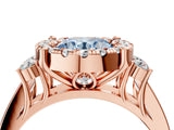Rose gold Fancy Blue Round  Halo Diamond Engagement Ring with Split Shank and Four-Prong Setting 4