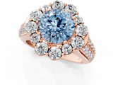 Rose gold Fancy Blue Round  Halo Diamond Engagement Ring with Split Shank and Prong Setting_68