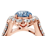 Rose gold Fancy Blue Round  Halo Diamond Engagement Ring with Split Shank and Prong Setting_71