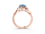 Rose gold Fancy Blue Round  Halo Diamond Engagement Ring with Twisted Band and Four-Prong Setting 4