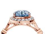 Rose gold Fancy Blue Round  Halo Diamond Engagement Ring with Twisted Band and Four-Prong Setting 5