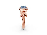 Rose gold Fancy Blue Round  Halo Diamond Floral Band with Four-Prong Setting_57