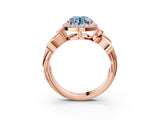 Rose gold Fancy Blue Round  Halo Diamond Floral Band with Four-Prong Setting_58