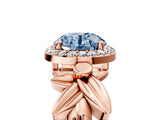 Rose gold Fancy Blue Round  Halo Diamond Floral Band with Four-Prong Setting_60