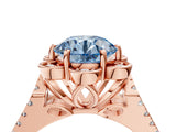 Rose gold Fancy Blue Round  Halo Diamond Floral Split Shank Engagement Ring 4