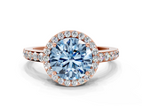 Rose gold Fancy Blue Round  Halo Diamond Pavé Band Ring with Prong Setting_20