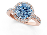 Rose gold Fancy Blue Round  Halo Diamond Pavé Band Ring with Prong Setting_21