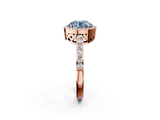 Rose gold Fancy Blue Round  Halo Diamond Pavé Band Ring with Prong Setting_22