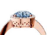 Rose gold Fancy Blue Round  Halo Diamond Pavé Band Ring with Prong Setting_24