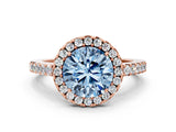 Rose gold Fancy Blue Round  Halo Diamond Pavé Solitaire Ring_51