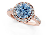 Rose gold Fancy Blue Round  Halo Diamond Pavé Solitaire Ring_52