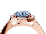 Rose gold Fancy Blue Round  Halo Diamond Pavé Solitaire Ring_55