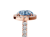 Rose gold Fancy Blue Round  Halo Diamond Pavé Solitaire Ring_56