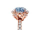 Rose gold Fancy Blue Round  Halo Diamond Pave Band Ring with Four-Prong Setting_20