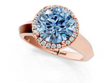 Rose gold Fancy Blue Round  Halo Diamond Ring with Cathedral Band and Four-Prong Setting_50