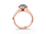 Rose gold Fancy Blue Round  Halo Diamond Ring with Cathedral Band and Four-Prong Setting_52
