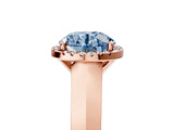 Rose gold Fancy Blue Round  Halo Diamond Ring with Cathedral Band and Four-Prong Setting_54
