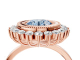Rose gold Fancy Blue Round  Halo Diamond Ring with Milgrain Edge and Round Prong Setting_30