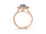 Rose gold Fancy Blue Round  Halo Diamond Ring with Pavé Band and Prong Setting_40