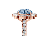 Rose gold Fancy Blue Round  Halo Diamond Ring with Pavé Band and Prong Setting_42