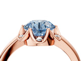 Rose gold Fancy Blue Round  Halo Diamond Ring with Round Cluster Setting, Solitaire Band, and Four-Prong Setting_50