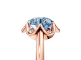 Rose gold Fancy Blue Round  Halo Diamond Ring with Round Cluster Setting, Solitaire Band, and Four-Prong Setting_51