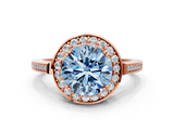 Rose gold Fancy Blue Round  Halo Diamond Ring with Split Shank and Four-Prong Setting_62