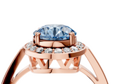 Rose gold Fancy Blue Round  Halo Diamond Ring with Split Shank and Four-Prong Setting_66