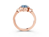 Rose gold Fancy Blue Round  Halo Diamond Ring with Tapered Band and Four-Prong Setting_6