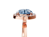 Rose gold Fancy Blue Round  Halo Diamond Solitaire with Pavé Band and Four-Prong Setting_101