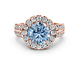 Rose gold Fancy Blue Round  Halo Diamond Split Shank Engagement Ring with Prong Setting_63