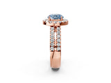Rose gold Fancy Blue Round  Halo Diamond Split Shank Engagement Ring with Prong Setting_65