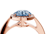 Rose gold Fancy Blue Round  Halo Pavé Diamond Engagement Ring with Bezel Setting_24