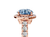 Rose gold Fancy Blue Round  Halo Pavé Diamond Engagement Ring with Four-Prong Setting_104