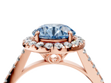 Rose gold Fancy Blue Round  Halo Pavé Diamond Engagement Ring with Four-Prong Setting_7