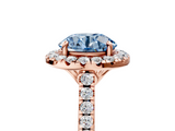 Rose gold Fancy Blue Round  Halo Pavé Diamond Engagement Ring with Four-Prong Setting_8