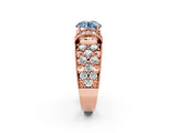 Rose gold Fancy Blue Round  Halo Pave Diamond Engagement Ring with Milgrain Detailing_51