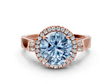 Rose gold Fancy Blue Round  Halo Pave Split Shank Prong Setting Ring_31